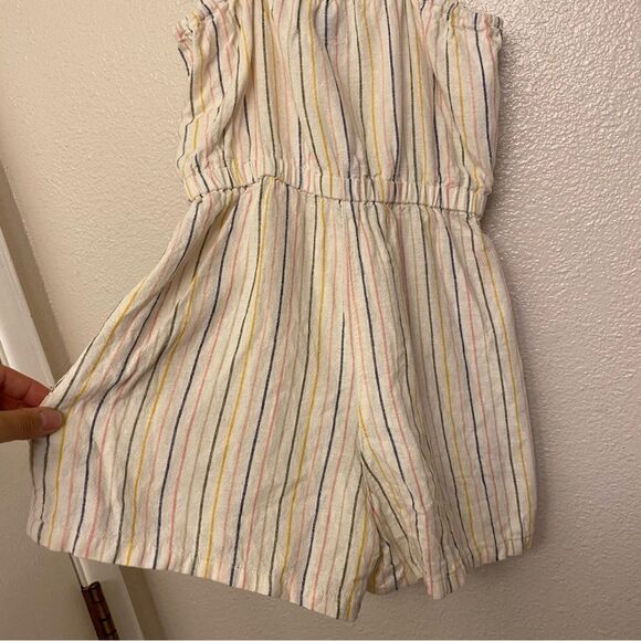 Old Navy linen Tie-Front striped Utility Romper jumpsuit shorts beach L 10/12 - Picture 6 of 13